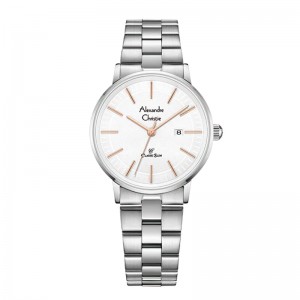 Alexandre Christie AC 8694 Silver White Rosegold Tick Lady LDBSSSLRG